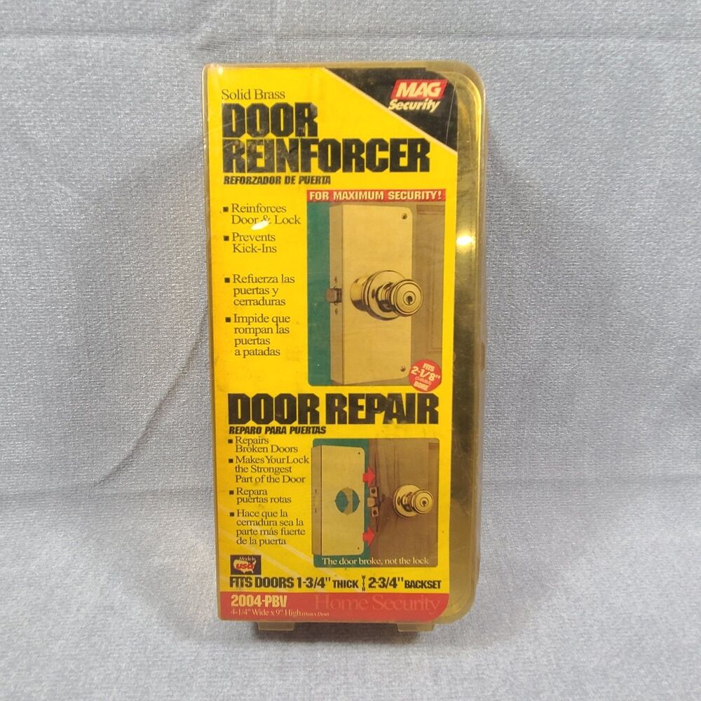 Vtg MAG Wrap Around Door & Lock Reinforcement & Repair Solid Brass 2004-PBV